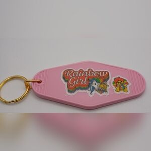 Motel Keychain Custom Rainbow Brite 'Rainbow Girl' Pink Keychain Keyring